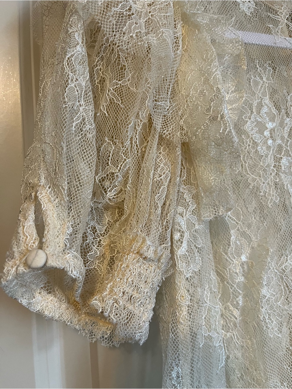 Free People Ivory Lace Blouse Size Medium - Picture 4 of 9